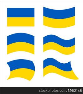 Ukraine flag. Set flags Ukrainian republic in various forms. Developing flag of European Ukrainian state