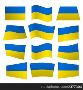Ukraine flag set, flat design 