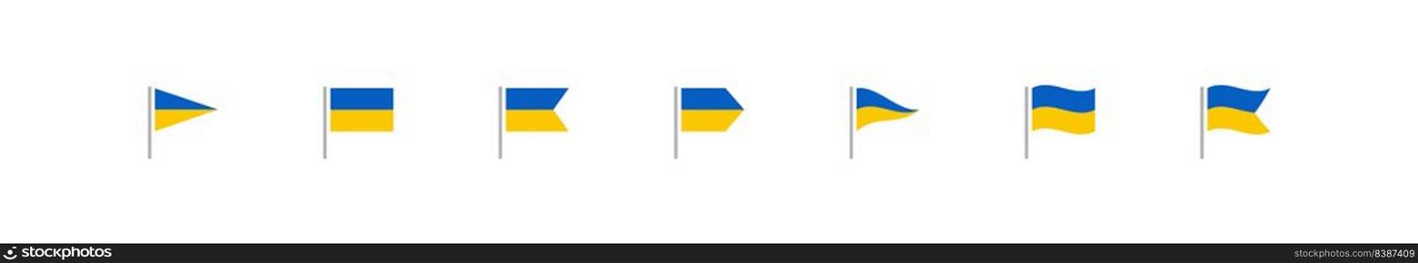 Ukraine flag set icon. Blue and yellow illustration national symbol. Flat isolated vector concept. 