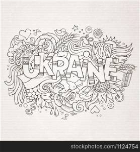 Ukraine hand lettering and doodles elements background.. Ukraine hand lettering and doodles elements