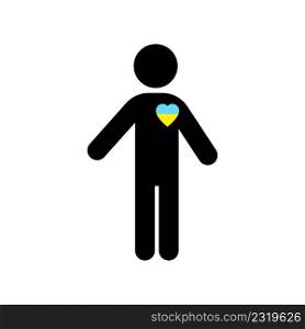 Ukraine heart man on white background. Silhouette illustration. Vector illustration. stock image. EPS 10.. Ukraine heart man on white background. Silhouette illustration. Vector illustration. stock image.