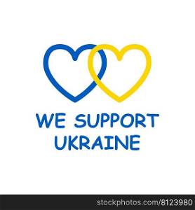 Ukraine hearts vector illustration. Stand with Ukraine. Ukrainian flag blue and yellow colors texture. Love for Ukraine. We support Ukraine.