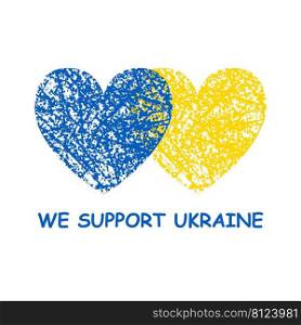 Ukraine hearts vector illustration. Stand with Ukraine. Ukrainian flag blue and yellow colors texture. Love for Ukraine.