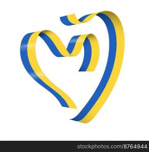 Ukraine national color ribbon flag in form of heart. Yellow and blue stripe abstract ribbor silhouette for support people in war with Russia.. Ukraine national color ribbon flag in form of heart. Yellow and blue stripe abstract ribbor silhouette for support people in war with Russia