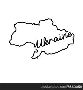 Ukraine outline map with the handwritten country name. Continuous line drawing of patriotic home sign. A love for a small homeland. T-shirt print idea. Vector illustration.. Ukraine outline map with the handwritten country name. Continuous line drawing of patriotic home sign