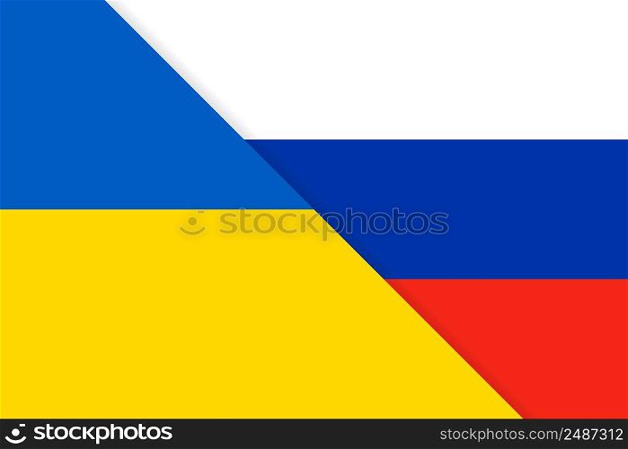 Ukraine with Russia flags background