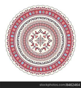 Ukrainian embroidery round symbol, vector graphic over white background