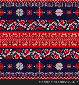 Ukrainian embroidery vector seamless pattern