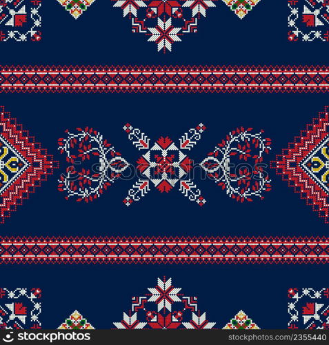 Ukrainian embroidery vector seamless pattern