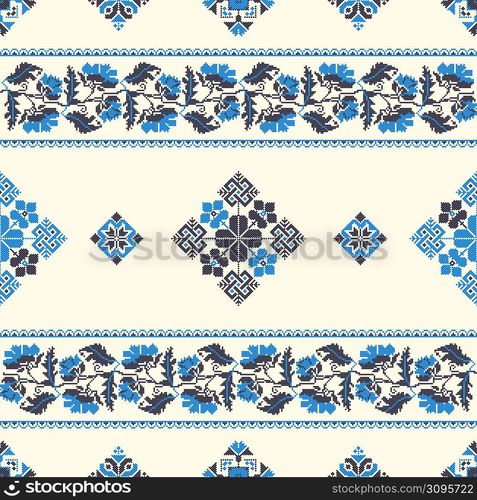 Ukrainian embroidery vector seamless pattern