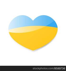 Ukrainian flag in the shape of a heart on a white background. Vector illustration .