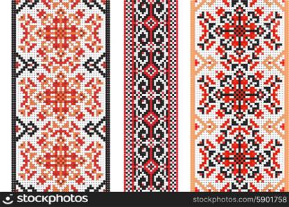 Ukrainian folk art. Set of traditional embroidery patterns. Abstract vector texture. Ukrainian folk art. Traditional national embroidered seamless pattern. Abstract vector texture.