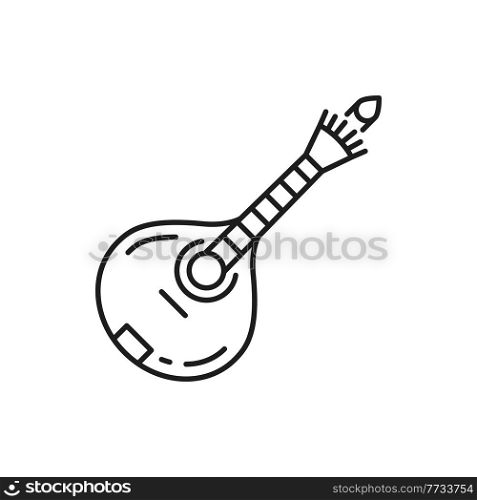 Ukulele guitar isolated retro portuguese folk music instrument isolated. Vector vihuela fretted plucked Spanish string guitar, 15th-century music tool. Vihuela de arco or vihuela de mano. Retro ukulele or vihuela portuguese guitar isolate