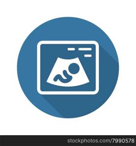 Ultrasonography Icon with Shadow. Flat Design. Isolated Illustration.. Ultrasonography Icon. Flat Design.