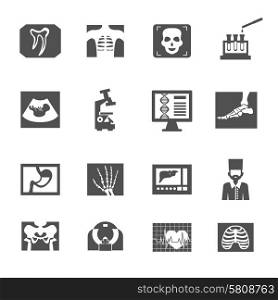 Ultrasound and x-ray medical equipment icons black set isolated vector illustration. Ultrasound And X-ray Icons