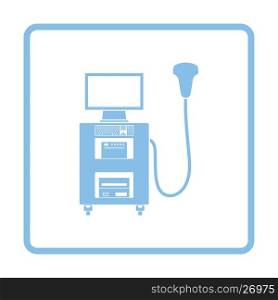 Ultrasound diagnostic machine icon. Blue frame design. Vector illustration.