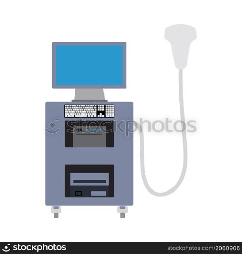 Ultrasound Diagnostic Machine Icon. Flat Color Design. Vector Illustration.