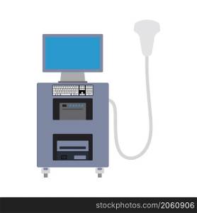 Ultrasound Diagnostic Machine Icon. Flat Color Design. Vector Illustration.