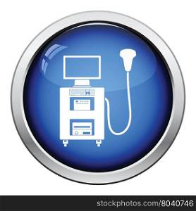 Ultrasound diagnostic machine icon. Glossy button design. Vector illustration.