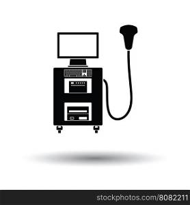 Ultrasound diagnostic machine icon. White background with shadow design. Vector illustration.