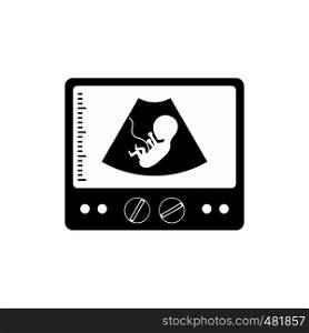 Ultrasound fetus black simple icon isolated on white background. Ultrasound fetus icon