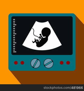 Ultrasound fetus flat icon on a yellow background. Ultrasound fetus flat icon