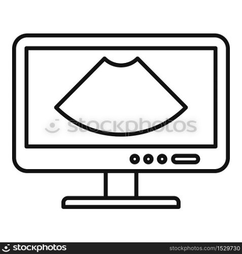 Ultrasound monitor icon. Outline ultrasound monitor vector icon for web design isolated on white background. Ultrasound monitor icon, outline style
