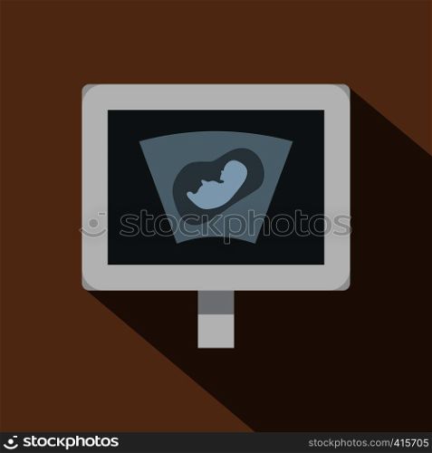Ultrasound scan of baby icon. Flat illustration of ultrasound scan of baby vector icon for web on coffee background. Ultrasound scan of baby icon, flat style