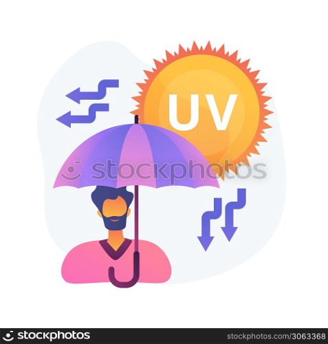 Ultraviolet radiation abstract concept vector illustration. Radiation protection, ozone layer destruction, ultraviolet irradiation, epidermis disease cause, UV rays exposure abstract metaphor.. Ultraviolet radiation abstract concept vector illustration.
