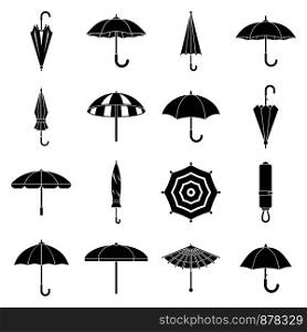 Umbrella accessory icons set. Simple set of umbrella accessory vector icons for web design on white background. Umbrella accessory icons set, simple style