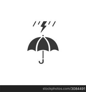 Umbrella and heavy storm. Isolated icon. Weather glyph vector illustration