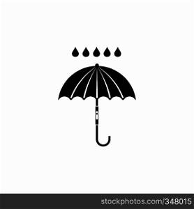 Umbrella and rain drops icon in simple style isolated on white background. Umbrella and rain drops icon, simple style