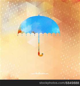 Umbrella and rain drops with abstract geometric shapes. And also includes EPS 10 vector