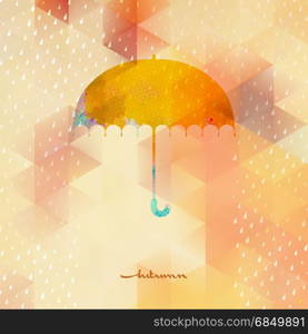 Umbrella and rain drops with abstract geometric shapes. And also includes EPS 10 vector