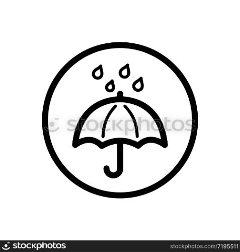 Umbrella and rain. Outline icon in a circle. Isolated weather vector illustration