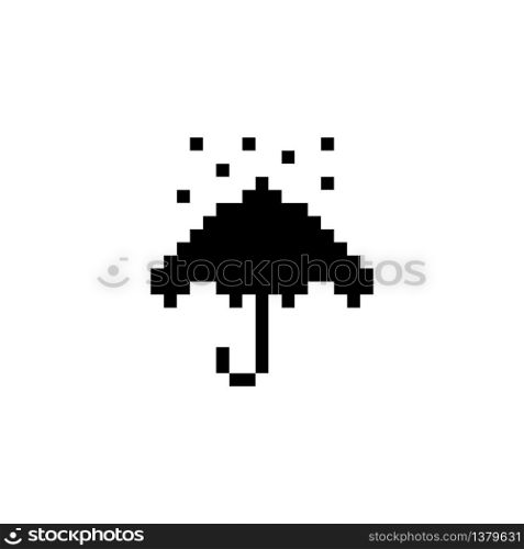 Umbrella and rain. Pixel icon. Isolated weather vector illustration