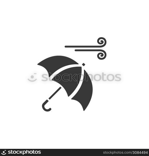 Umbrella and wind. Isolated icon. Weather glyph vector illustration