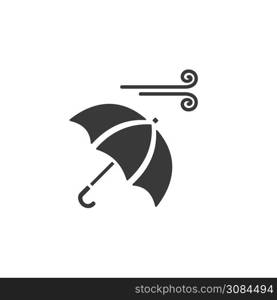 Umbrella and wind. Isolated icon. Weather glyph vector illustration