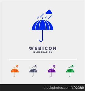 Umbrella, camping, rain, safety, weather 5 Color Glyph Web Icon Template isolated on white. Vector illustration. Vector EPS10 Abstract Template background