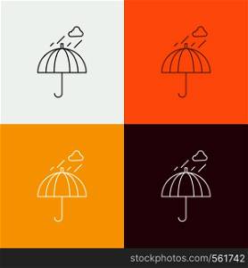 Umbrella, camping, rain, safety, weather Icon Over Various Background. Line style design, designed for web and app. Eps 10 vector illustration. Vector EPS10 Abstract Template background