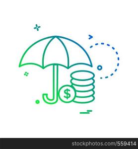 umbrella coins dollar icon vector design
