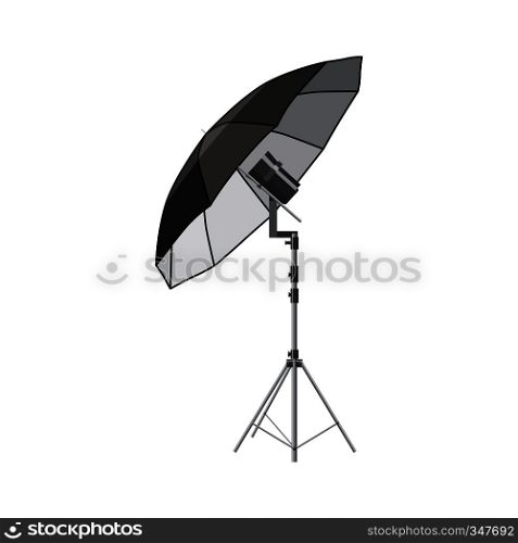 Umbrella for photography icon in cartoon style isolated on white background. Components for photo shooting symbol. Umbrella for photography icon, cartoon style