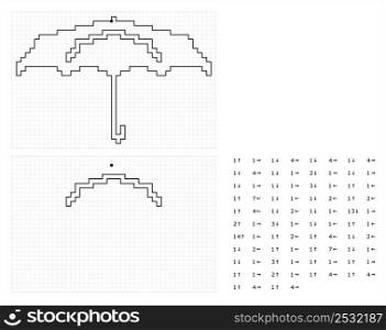 Umbrella Graphic Dictation Drawing Icon, Portable Parasol Folding Canopy, Rain, Sunlight, Heat Protector Vector Art Illustration, Drawing By Cells