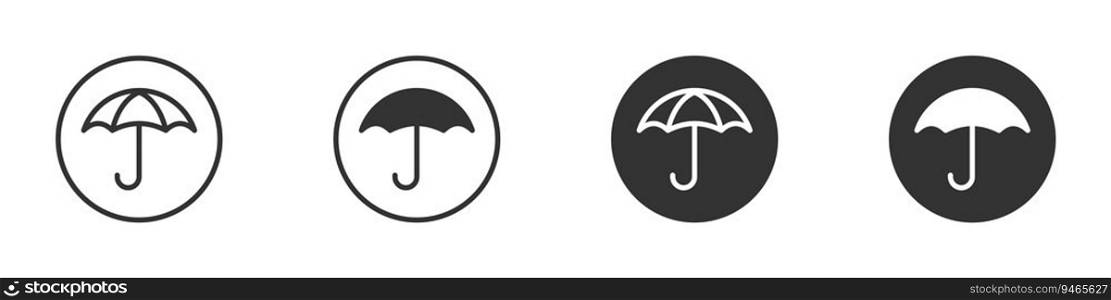 Umbrella Icon set. Outline and flat design. Vector illustration.