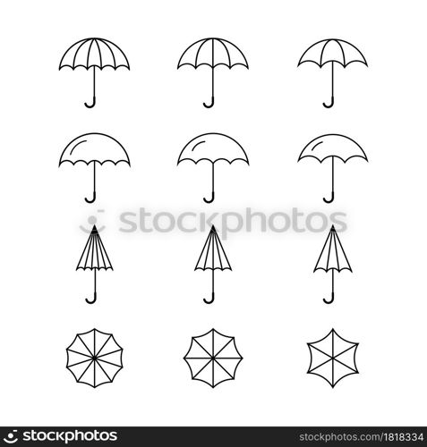 Umbrella icon. Umbrella line icon collection. Parasol black vector weather signs. Stock vector.