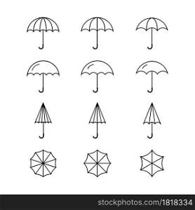 Umbrella icon. Umbrella line icon collection. Parasol black vector weather signs. Stock vector.