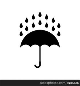 Umbrella icon. Umbrella rain isolated sign. Parasol with water drops black vector weather sign. Stock vector