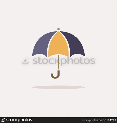 Umbrella. Icon with shadow on a beige background. Accessory flat vector illustration