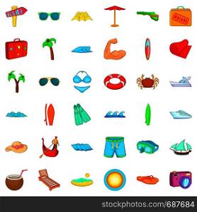 Umbrella icons set. Cartoon style of 36 umbrella vector icons for web isolated on white background. Umbrella icons set, cartoon style