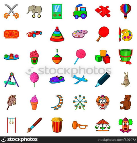 Umbrella icons set. Cartoon style of 36 umbrella vector icons for web isolated on white background. Umbrella icons set, cartoon style